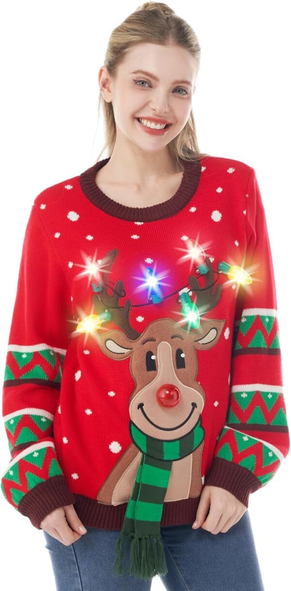 JOYIN Light Up Ugly Christmas Sweater Women, Funny Christmas Ugly Sweater with Light Bulbs, Holiday Pullover