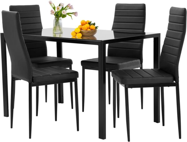 FDW Dining Table Set Glass Dining Room Table Set