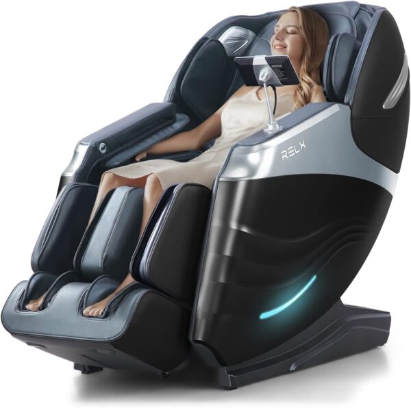 RELX Massage Chair Full Body, Zero Gravity SL-Track Shiatsu Massage Chair, 12 Modes, Airbag Massage, with Yoga Stretch, Foot Massage, AI Control (Black)
