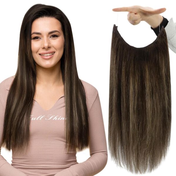 Fshine Invisible Wire Hair Extensions Real Human Hair