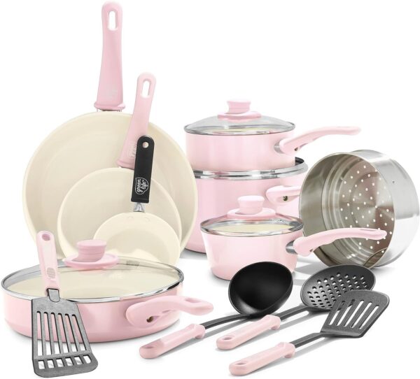 GreenLife Soft Grip 16 Piece Cookware Set