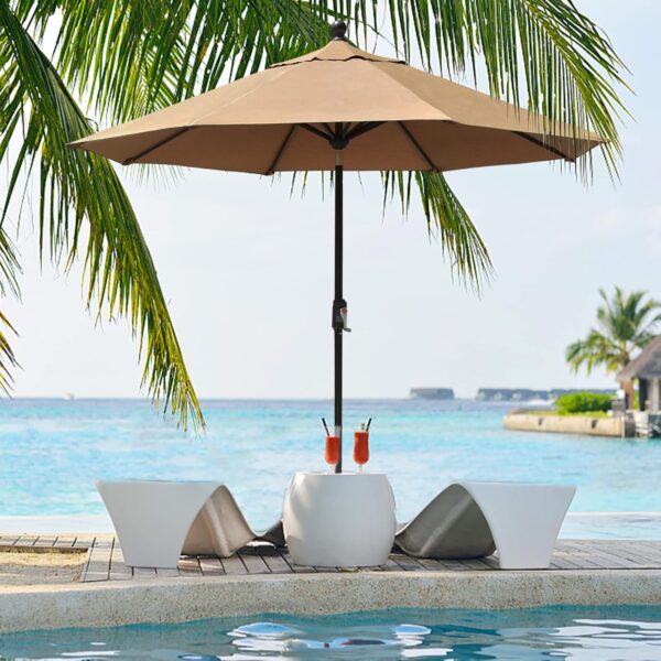 Patio Umbrella Outdoor Table Umbrella with Ventilation, Heather Beige - Image 2