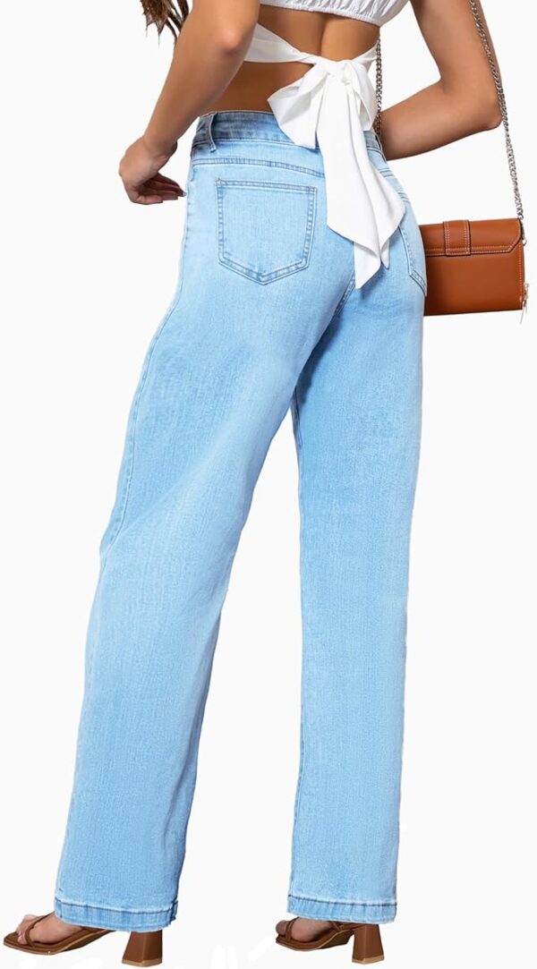 Womens Jeans Mid Waisted Straight Leg Loose - Image 2
