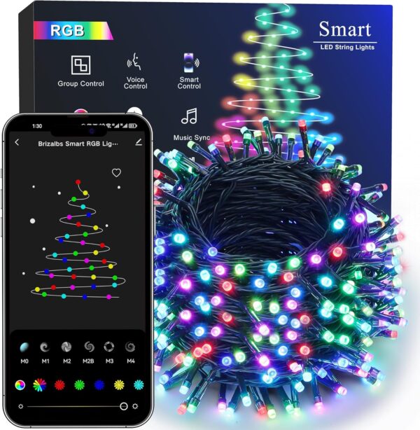 Brizled Smart Christmas Lights, 196ft 600 LED Smart WiFi Color Changing String Lights App Controlled, RGB Christmas Tree Lights Work with Alexa & Google Home for Halloween Indoor Outdoor Decor